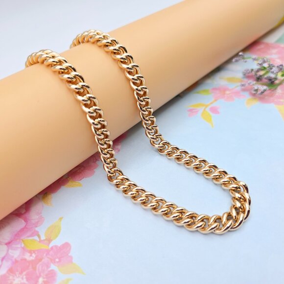 "Heavy Rose Gold Cuban Chain Necklace for Men & Women, 19.7 Inch, XPNL0083 - Picture 6 of 12